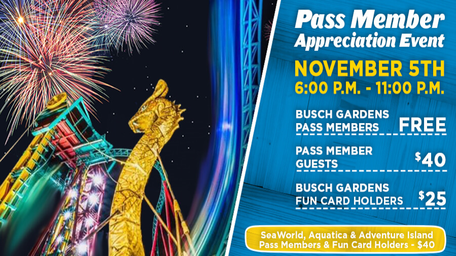 Busch Gardens Announces Annual Pass Offers And Pass Member Event